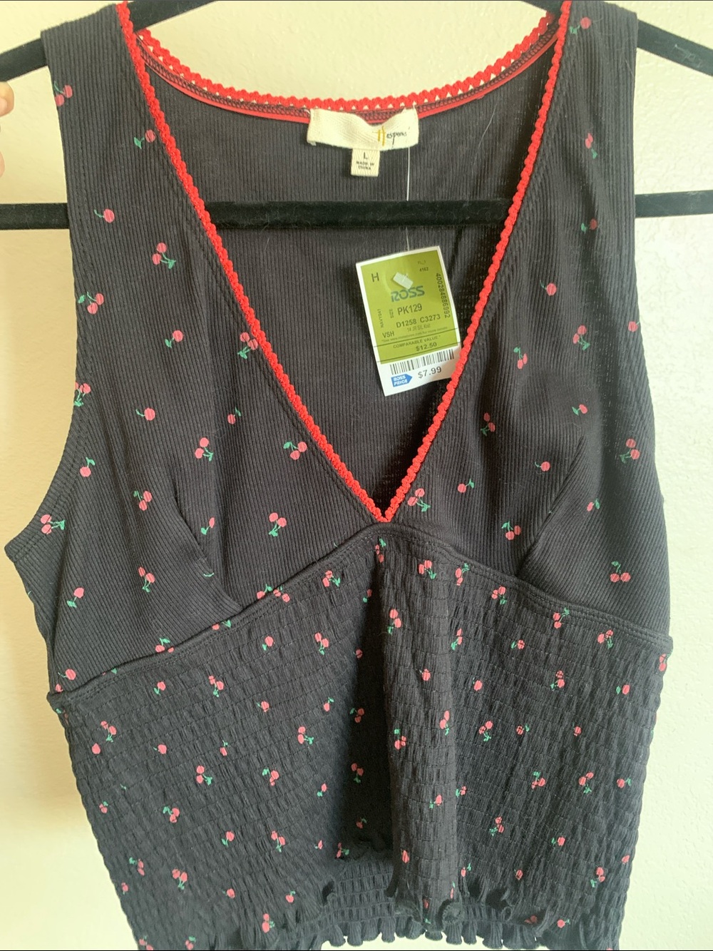 Black Cherry Print V-Neck Tank Top - Hesperus